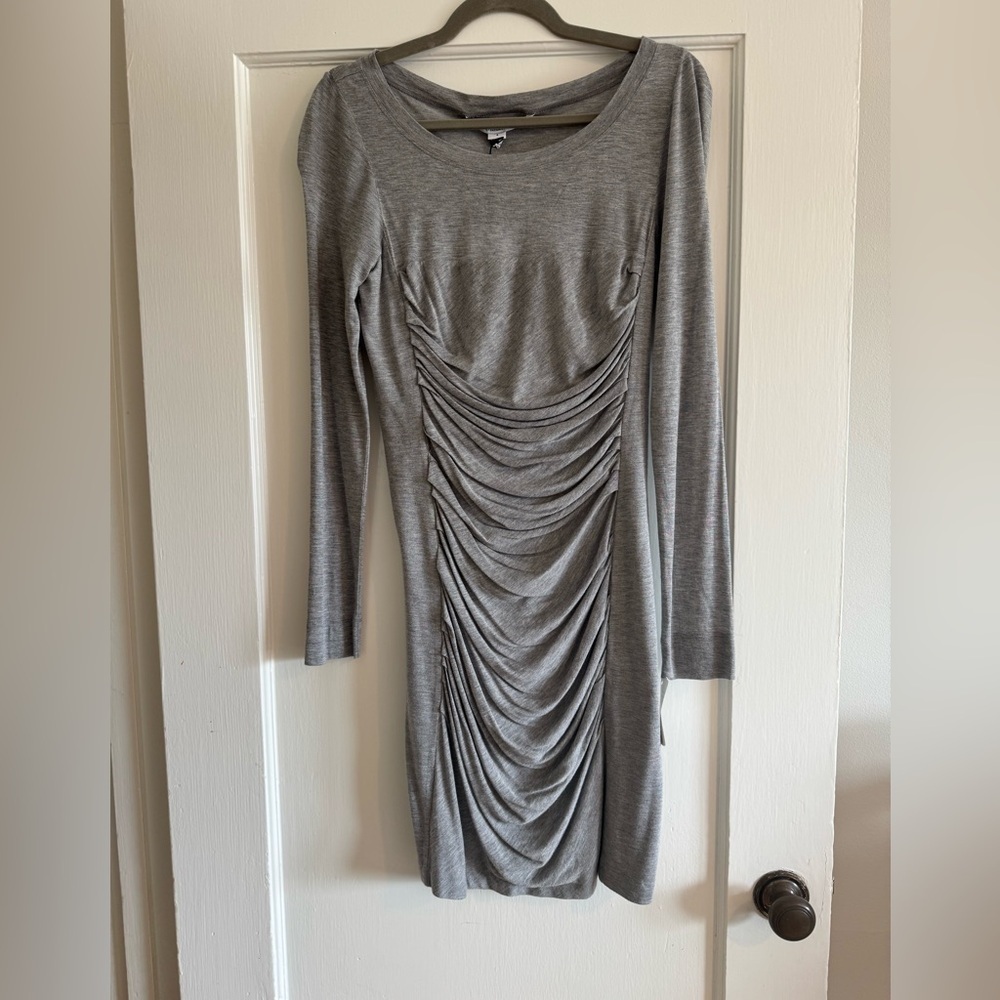 NWT Diane von Furstenberg Lerosa Ruched Dress Heather Grey